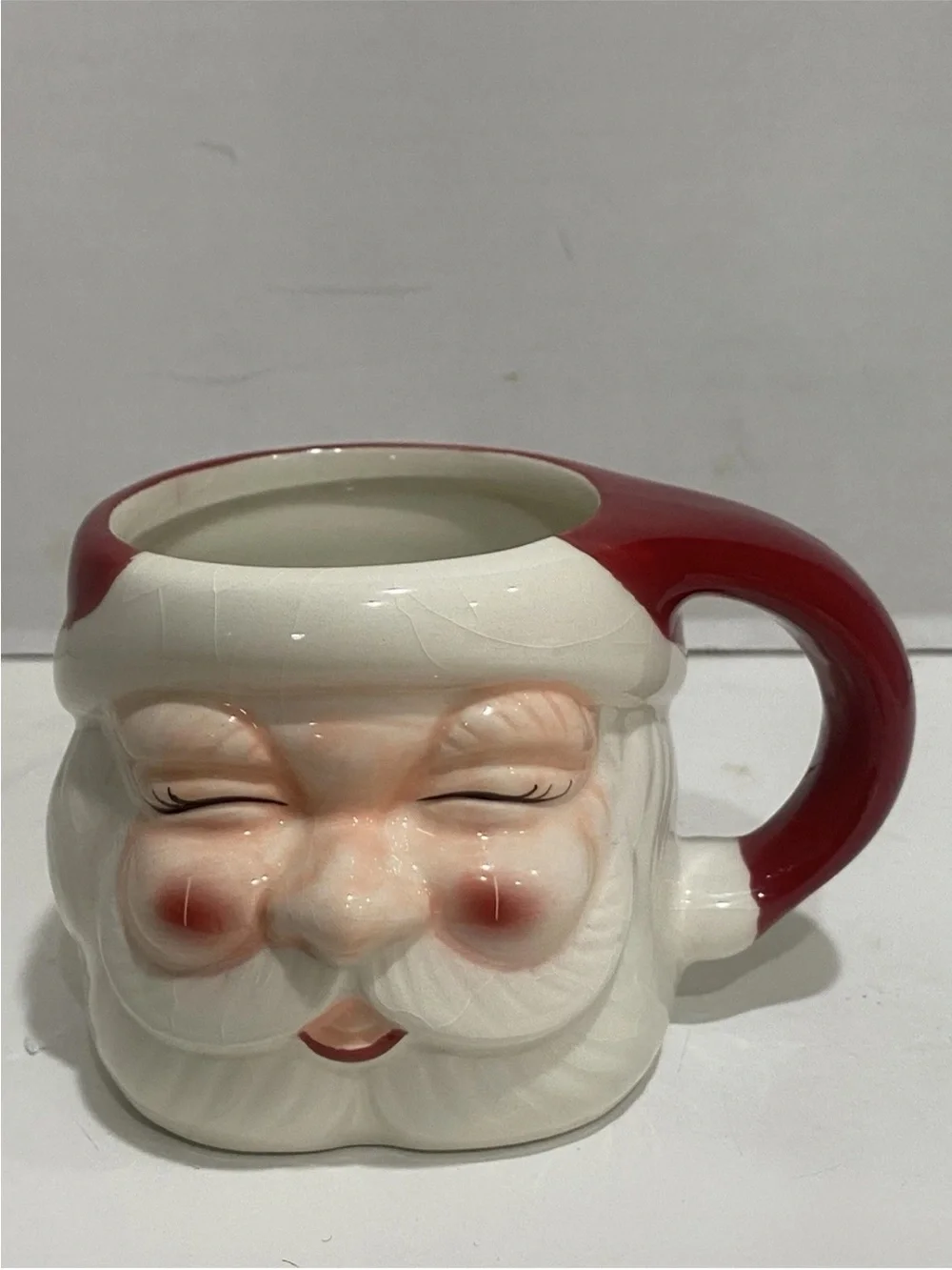 Pottery Barn Santa Claus Shaped Handcrafted Ceramic Mug Winter Christmas Seasons